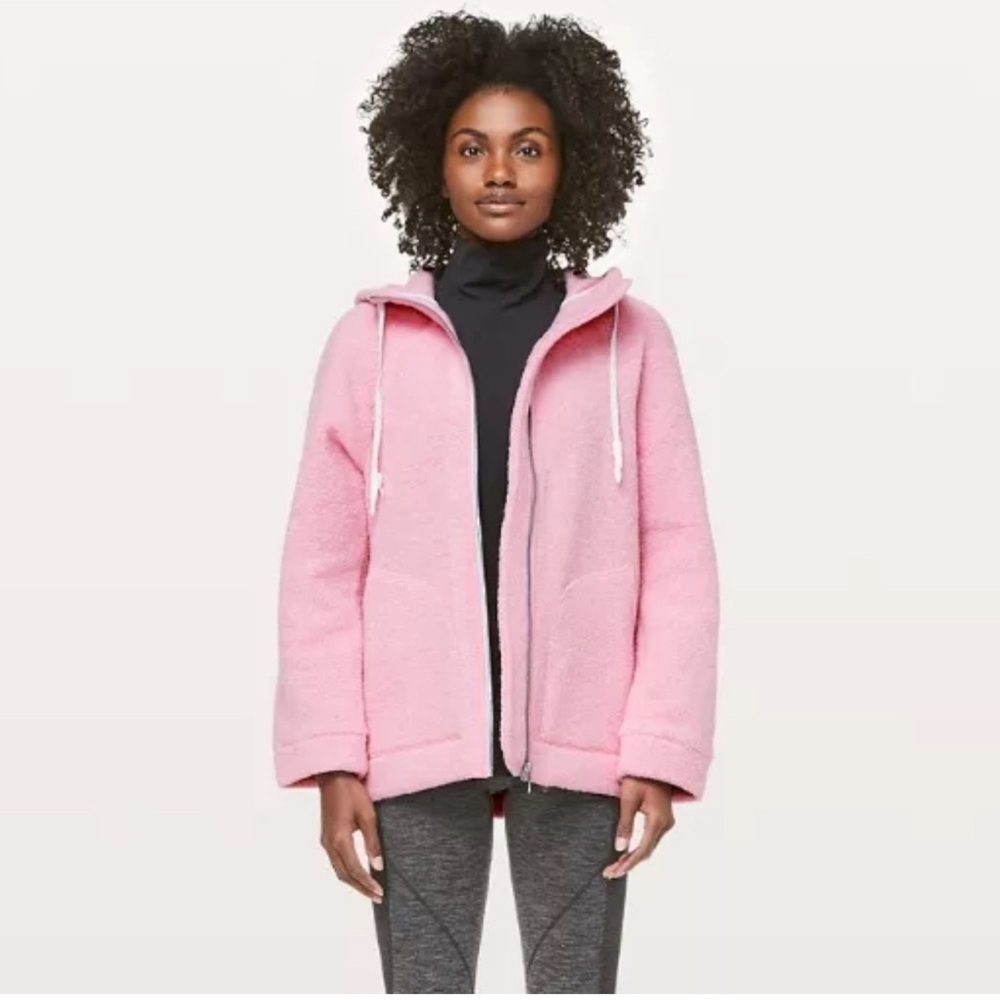 Lululemon So Sherpa zip up jacket Cozy Pink Zip-Up Hoodie